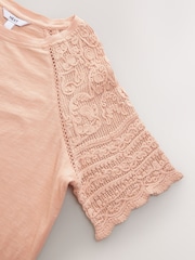 Pink Blush Crochet Short Sleeve 100% Cotton T-Shirt - Image 5 of 6