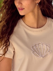 Ecru Beaded Shell Short Sleeve T-Shirt - Image 3 of 3
