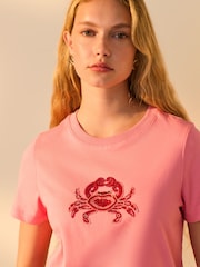 Pink Crab Beaded Embellished Crab T-Shirt - Image 4 of 7