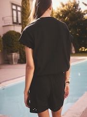 Black Short Sleeve Bubblehem 100% Cotton T-Shirt - Image 2 of 6