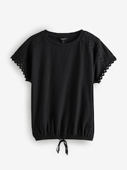 Black Short Sleeve Bubblehem 100% Cotton T-Shirt - Image 3 of 6
