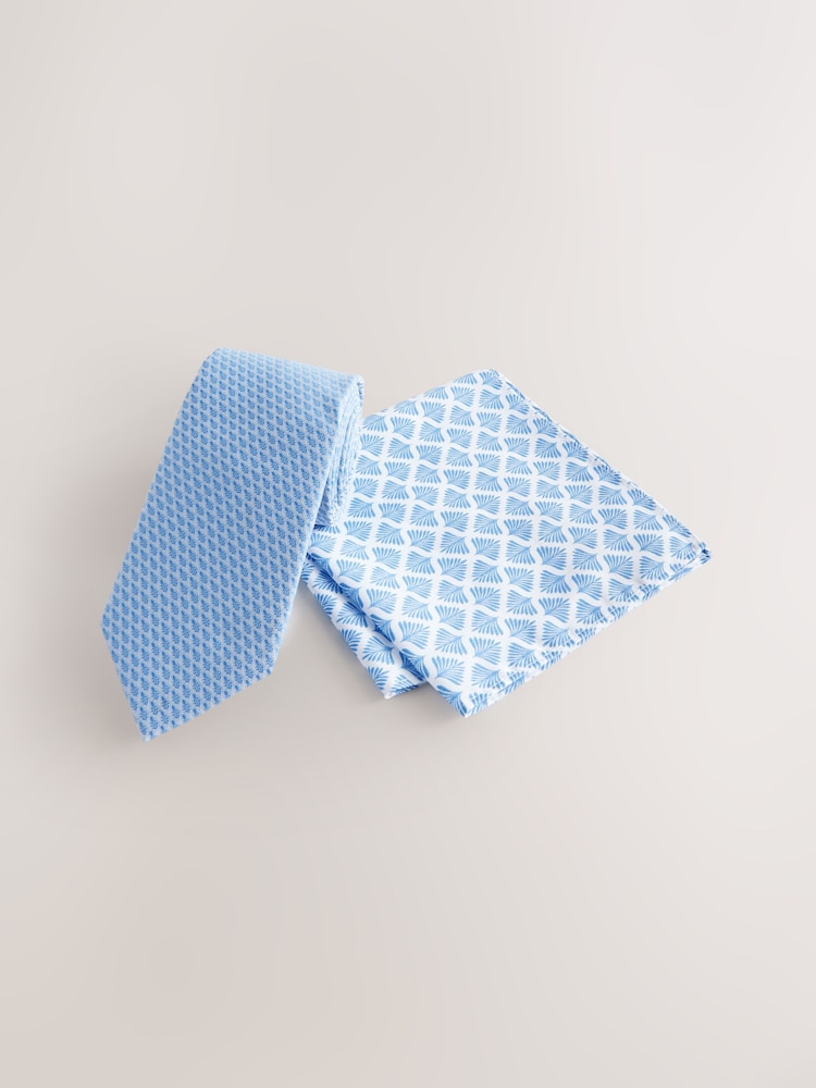 Blue Tie and Pocket Square Set - Image 1 of 4 Blue Tie and Pocket Square Set - Image 1 of 4