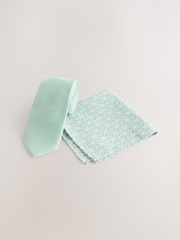 Green Tie and Pocket Square Set - Image 1 of 4
