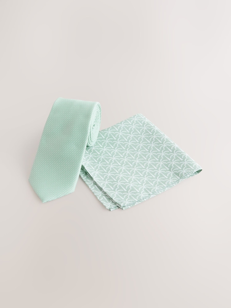Green Tie and Pocket Square Set - Image 1 of 4
