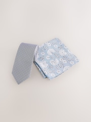 Blue 100% Silk Tie and Pocket Square Set - Image 2 of 5