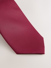 Red Slim Textured Tie And Pocket Square Set - Image 2 of 4