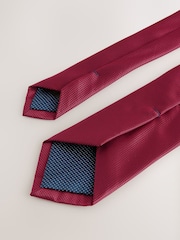 Red Slim Textured Tie And Pocket Square Set - Image 3 of 4