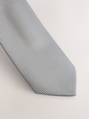 Grey Slim Textured Tie And Pocket Square Set - Image 2 of 4