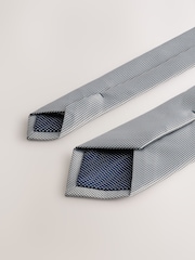 Grey Slim Textured Tie And Pocket Square Set - Image 3 of 4