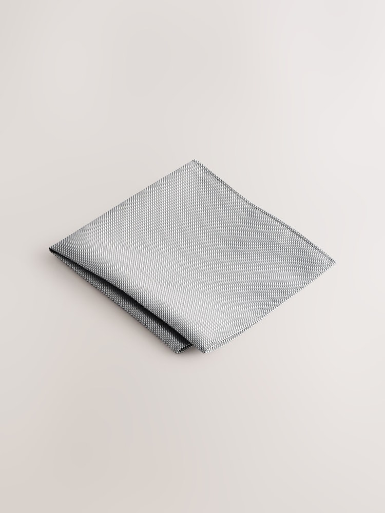 Grey Slim Textured Tie And Pocket Square Set - Image 4 of 4