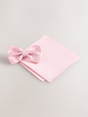 Pink Silk Bow Tie With Pocket Square - Image 2 of 4