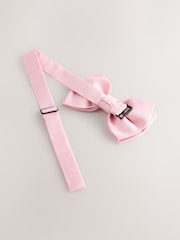Pink Silk Bow Tie With Pocket Square - Image 3 of 4