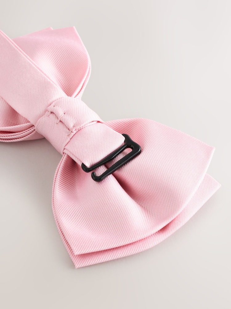 Pink Silk Bow Tie With Pocket Square - Image 4 of 4