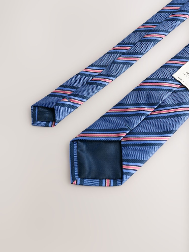 Navy Slim Pattern Tie - Image 3 of 3