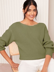 Friends Like These Khaki Green Off The Shoulder Jumper - Image 1 of 4