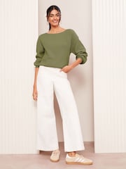 Friends Like These Khaki Green Off The Shoulder Jumper - Image 2 of 4