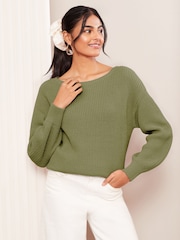 Friends Like These Khaki Green Off The Shoulder Jumper - Image 3 of 4
