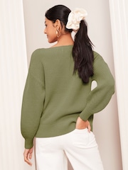 Friends Like These Khaki Green Off The Shoulder Jumper - Image 4 of 4