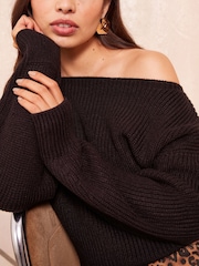 Friends Like These Black Off The Shoulder Jumper - Image 3 of 4