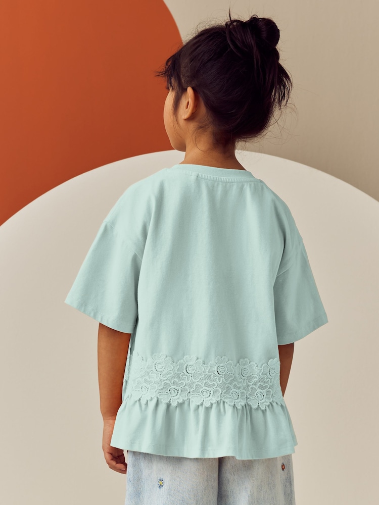 Mint Green Lace Frill Hem T-Shirt (3-16yrs) - Image 2 of 6