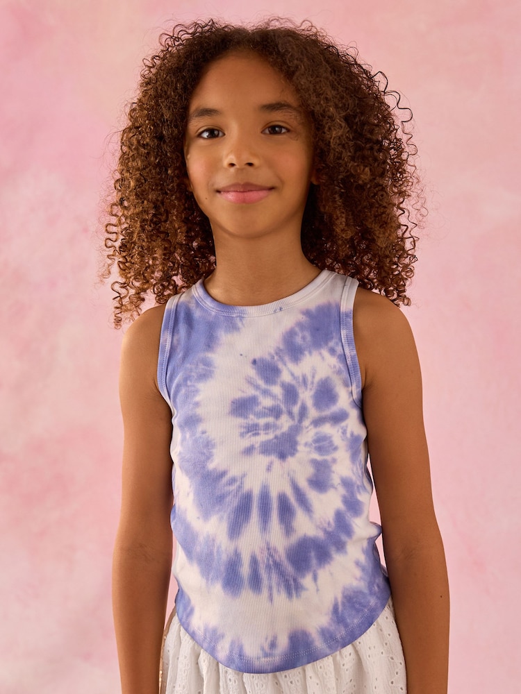 Blue Tie Dye - Rib Vest (3-16yrs) - Image 1 of 3 Blue Tie Dye - Rib Vest (3-16yrs) - Image 1 of 3