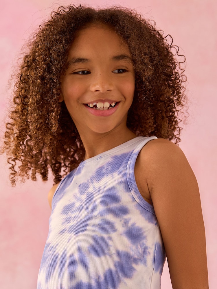 Blue Tie Dye - Rib Vest (3-16yrs) - Image 2 of 3 Blue Tie Dye - Rib Vest (3-16yrs) - Image 2 of 3