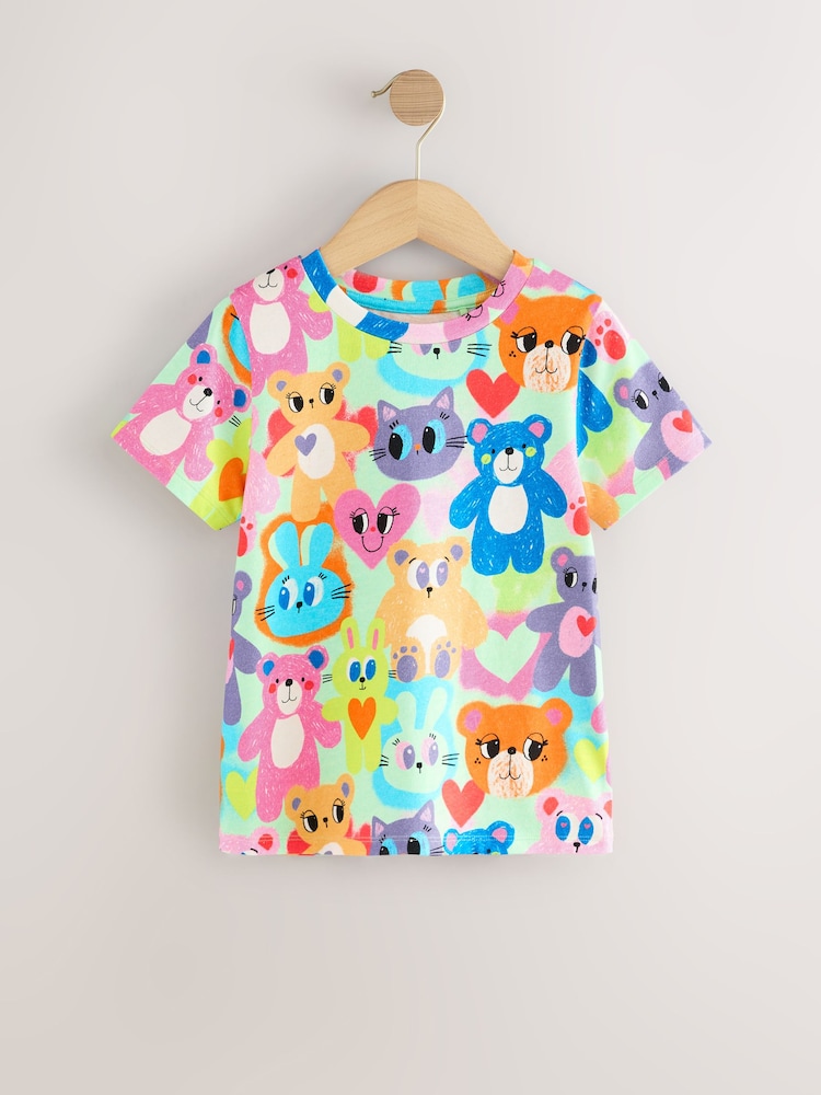 Multi Bright Animal Print Character T-Shirt (3-16yrs) - Image 1 of 4