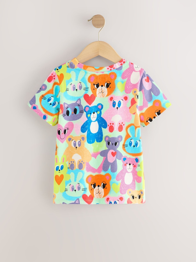 Multi Bright Animal Print Character T-Shirt (3-16yrs) - Image 2 of 4