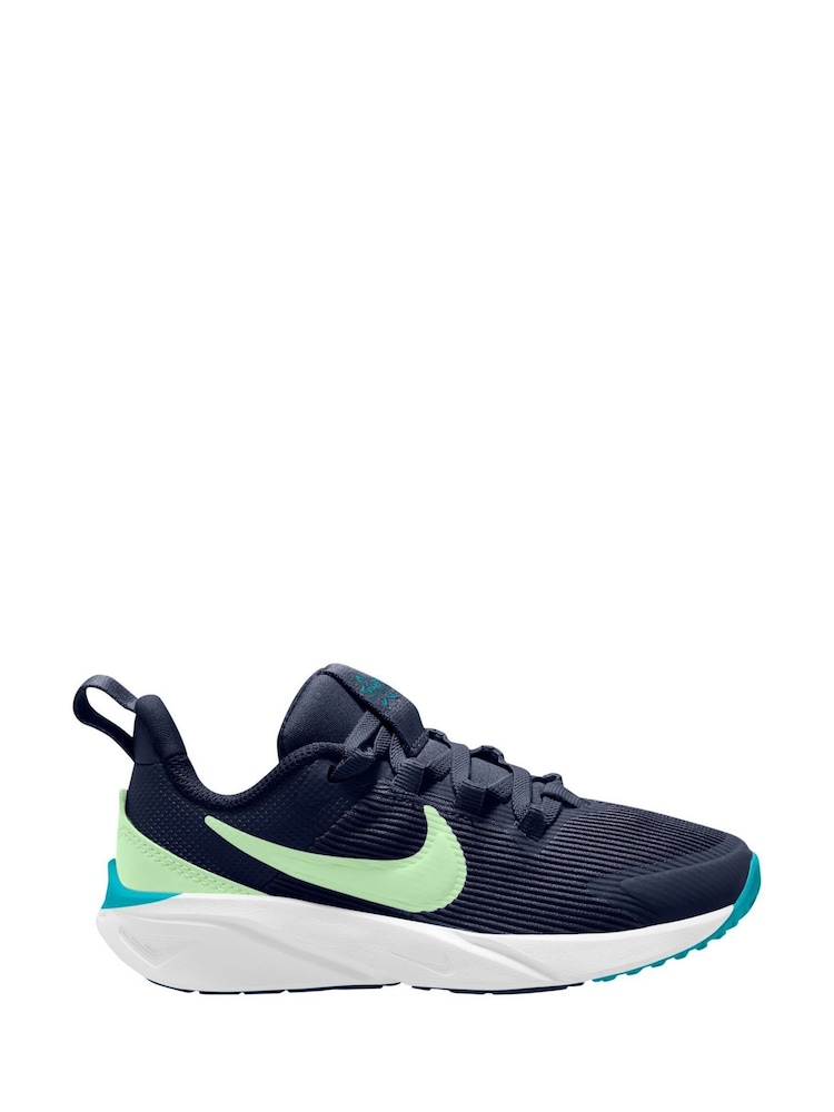 Nike Navy Blue Volt Junior Star Runner 4 Trainers - Image 1 of 4