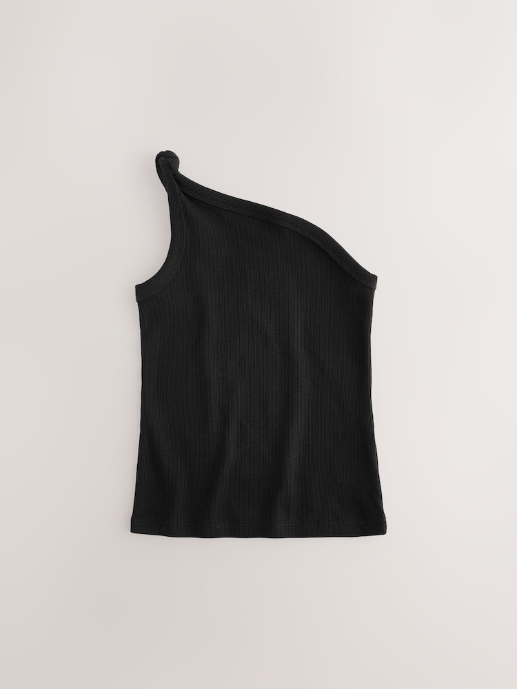 Black Rib One Shoulder Vest (3-16yrs) - Image 1 of 3