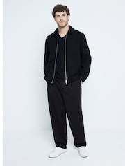 River Island Black Diamond Stitch 100% Cotton Open Collar Jumper - Image 2 of 6
