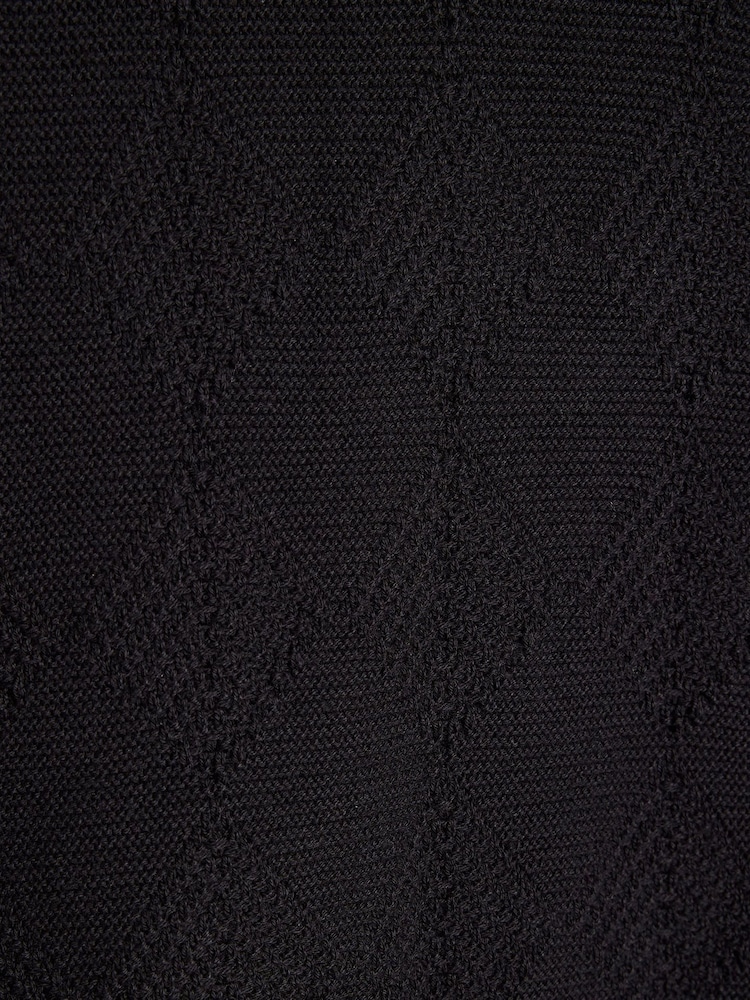 River Island Black Diamond Stitch 100% Cotton Open Collar Jumper - Image 6 of 6