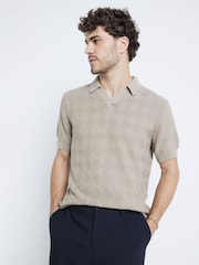 Бежевий - River Island Diamond Stitch 100% Cotton Open комір джемпера - Image 1 of 6