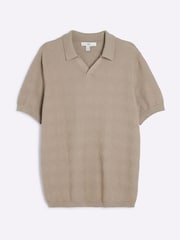 Бежевий - River Island Diamond Stitch 100% Cotton Open комір джемпера - Image 5 of 6