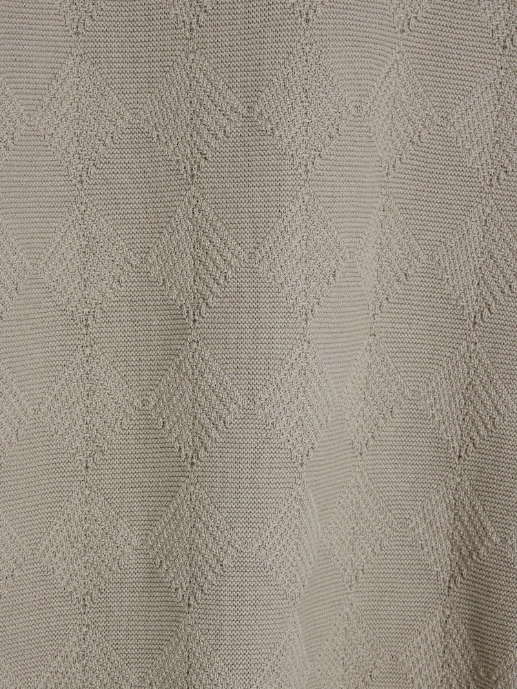 Бежевий - River Island Diamond Stitch 100% Cotton Open комір джемпера - Image 6 of 6