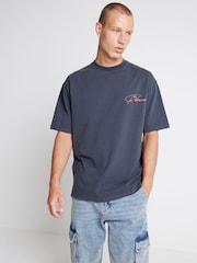River Island Blue Santos Cowboy 100% Cotton T-Shirt - Image 1 of 4
