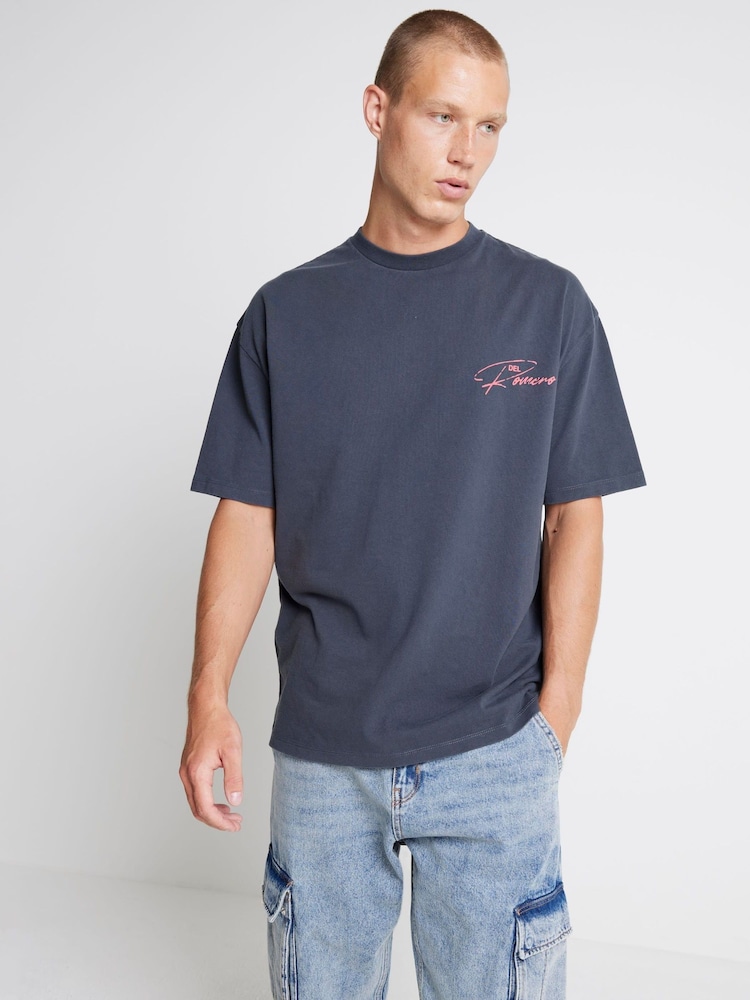 River Island Blue Santos Cowboy 100% Cotton T-Shirt - Image 1 of 4