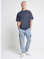 River Island Blue Santos Cowboy 100% Cotton T-Shirt - Image 2 of 4