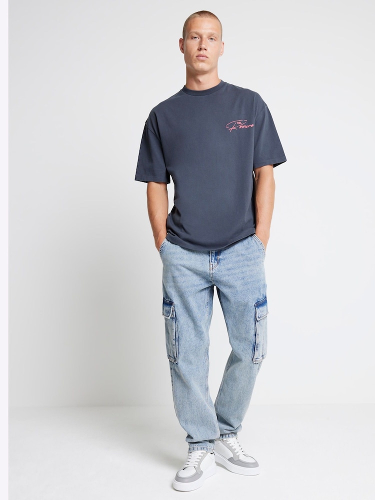 River Island Blue Santos Cowboy 100% Cotton T-Shirt - Image 2 of 4