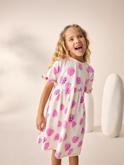 Pink Strawberry Short Sleeve Jersey Summer Dress (3-16yrs) - Image 1 of 8