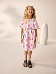 Pink Strawberry Short Sleeve Jersey Summer Dress (3-16yrs) - Image 2 of 8