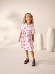 Pink Strawberry Short Sleeve Jersey Summer Dress (3-16yrs) - Image 3 of 8