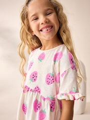 Pink Strawberry Short Sleeve Jersey Summer Dress (3-16yrs) - Image 4 of 8