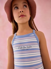 Blue/Pink Stripe Rib Racer Summer Dress (3-16yrs) - Image 4 of 8