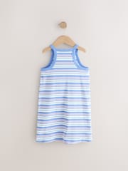 Blue/Pink Stripe Rib Racer Summer Dress (3-16yrs) - Image 6 of 8