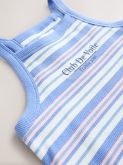Blue/Pink Stripe Rib Racer Summer Dress (3-16yrs) - Image 7 of 8