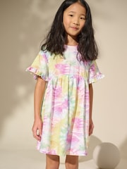Multi Tie Dye Short Sleeve Jersey Summer Dress (3-16yrs) - Image 1 of 8