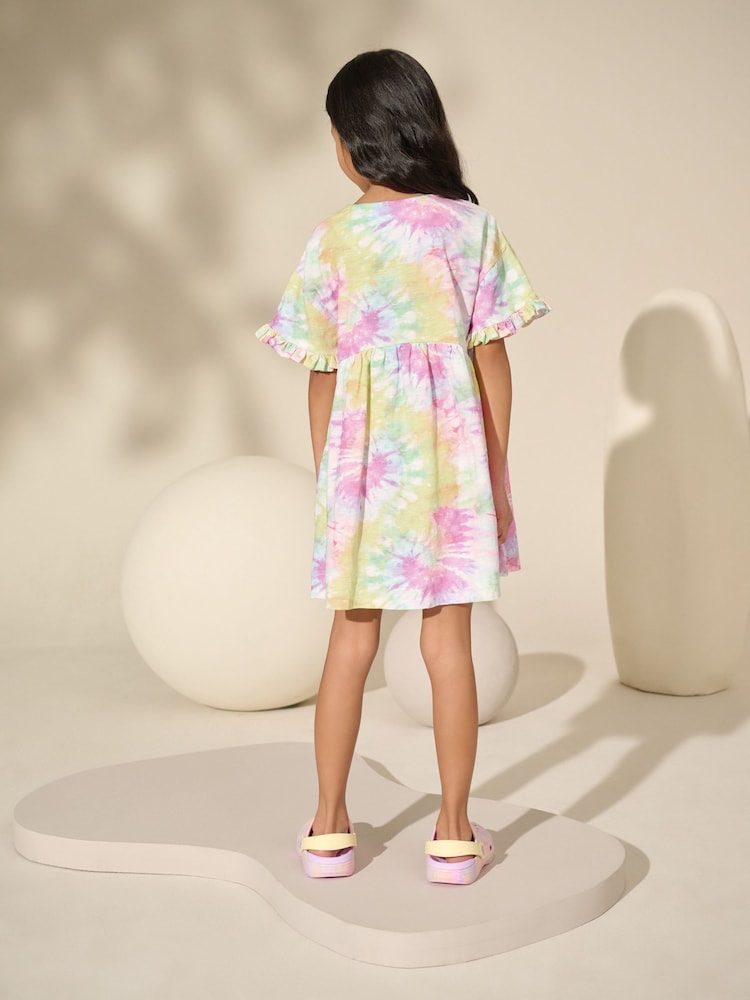 Multi Tie Dye Short Sleeve Jersey Summer Dress (3-16yrs) - Image 2 of 8