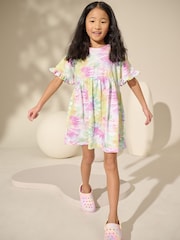 Multi Tie Dye Short Sleeve Jersey Summer Dress (3-16yrs) - Image 3 of 8