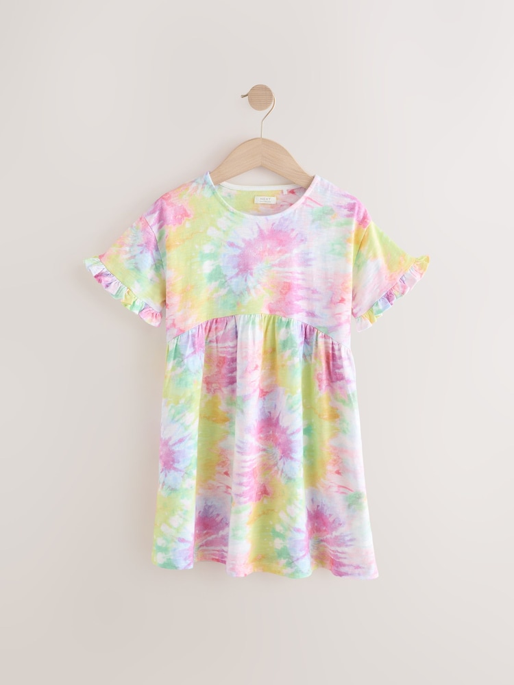 Multi Tie Dye Short Sleeve Jersey Summer Dress (3-16yrs) - Image 5 of 8